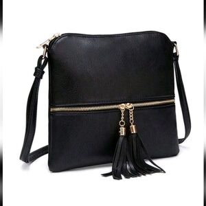 NWT Elegant Black Tassel Crossbody Bag